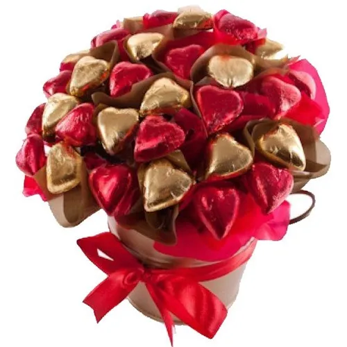 Bucket Full of Heart Shape Chocolates