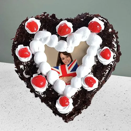 Amazing Heart Shape Black Forest Photo Cake