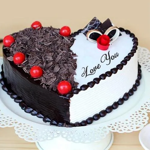Amazing Hearty Vanilla-Black Forest Fusion Cake for Propose Day