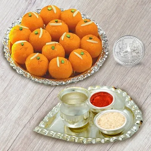 Shop for Haldirams Ladoo with Aarti Thali N Free Coin