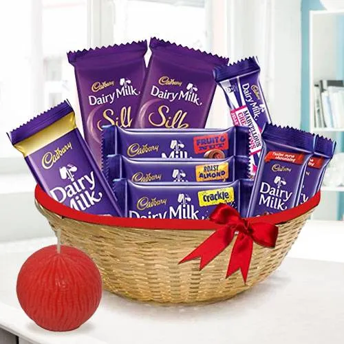 Scrumptious Diwali Chocolates Basket and Tea Light Gift Hamper