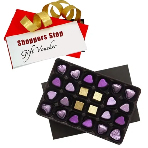 Outstanding Combo of Shoppers Stop Gift Voucher of Rs.1000 and 24 Pc. Home made Assorted Chocolates Gift Box