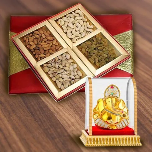 Shop for Mixed Dry Fruits Box with Lord Ganesha