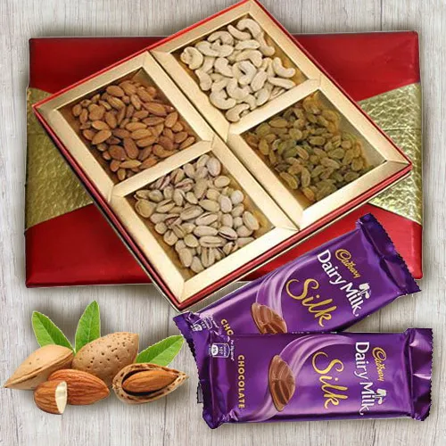 Send Dry Fruits Assortments N Cadbury Dairy Milk Silk