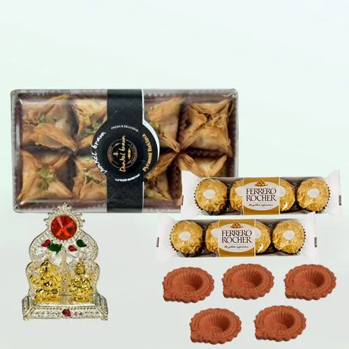 Lovely Pyramid Baklawa with Rocher n Religious Mandap, Diya