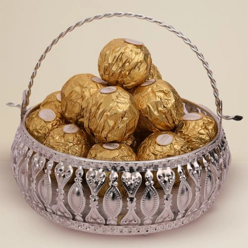 Premium Ferrero Rocher with Silver Bowl