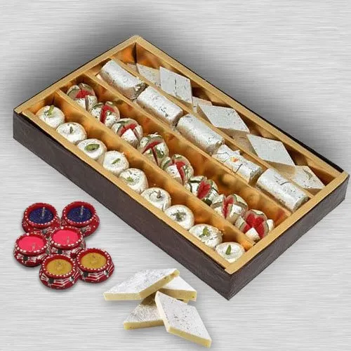 Assorted Sweets with  Diya  Assorted Sweets with  Diya