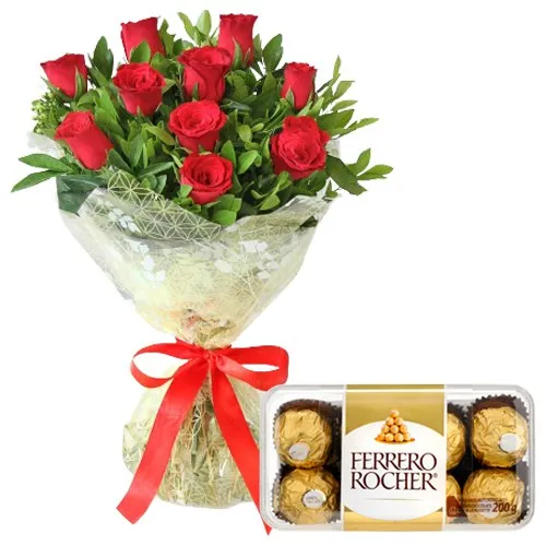 Deliver Red Roses Bouquet with Ferrero Rocher