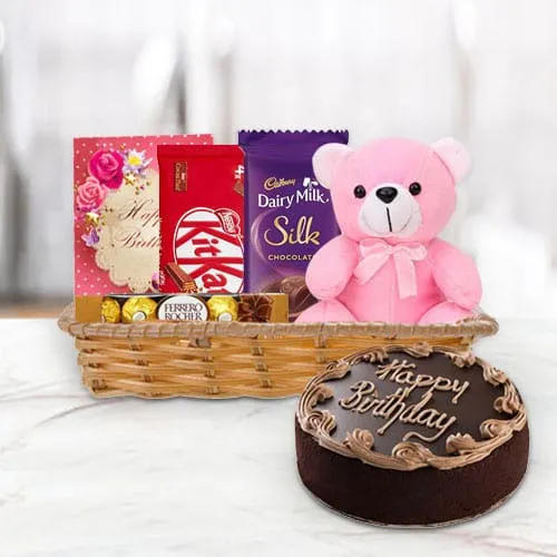 Online Gift Hamper of Birthday Gifts N Chocolate Cake