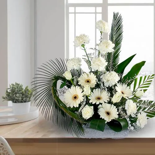 Deliver White Flowers Arrangement