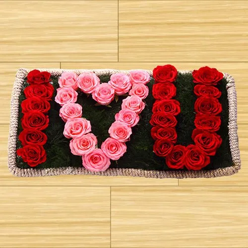 Deliver  I Love You  Red N Pink Roses Online   <br>