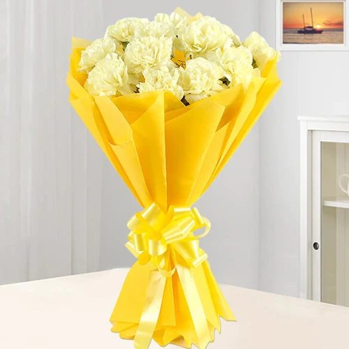 Online Gift of Yellow Carnations Bunch