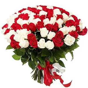 Sending Red N White Roses Bouquet