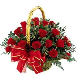Online Order Basket of Red Roses