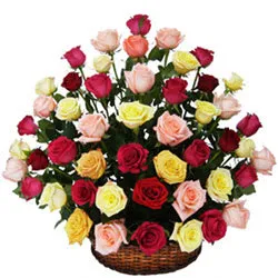 Order Mixed Roses in a Basket