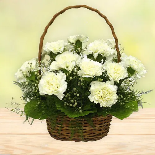 Shop Online Basket of White Carnations