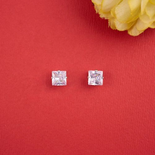 Graceful White Square Stone Earrings