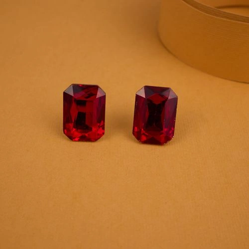 Stylish Red Stone Stud Earrings