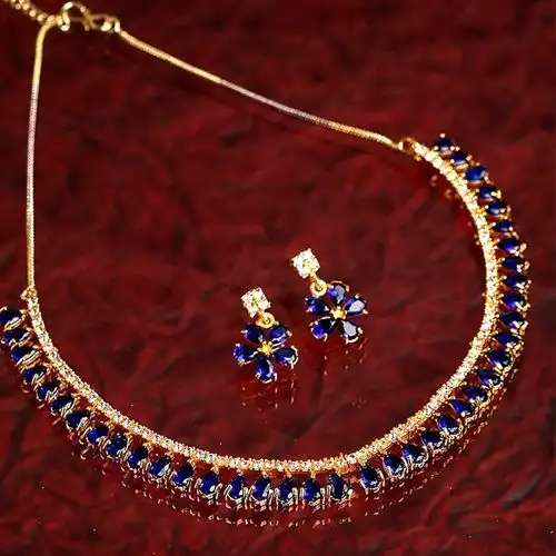 Beautiful Gold Plated AD Jewellery Set