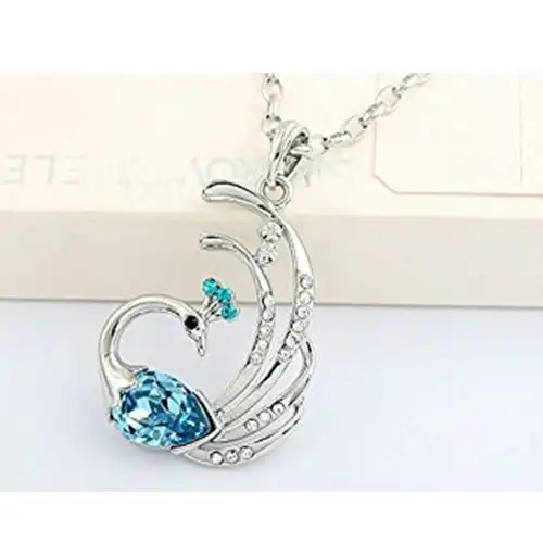 Stunning Austrian Crystal Studded Peacock Pendant Gift