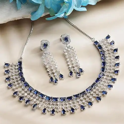 Dazzling Floral Design AD Choker Jewelry Set