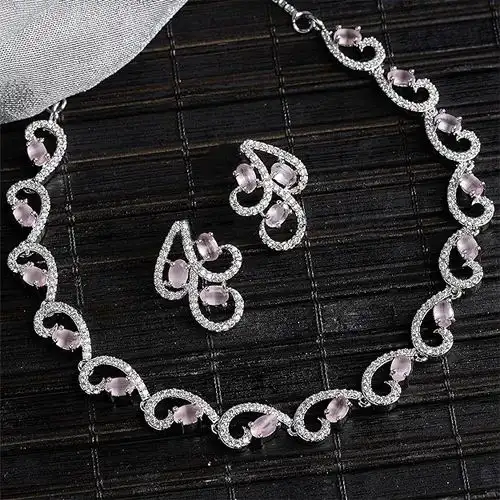 Ravishing Rhodium Plated CZ  N  AD Necklace