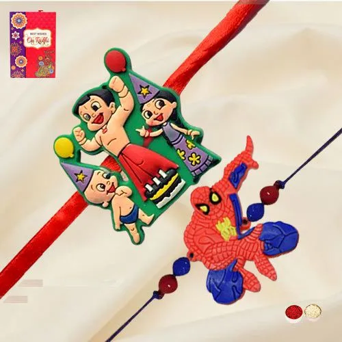 Wonderful Chota Bheem with Spiderman Rakhi for Kids