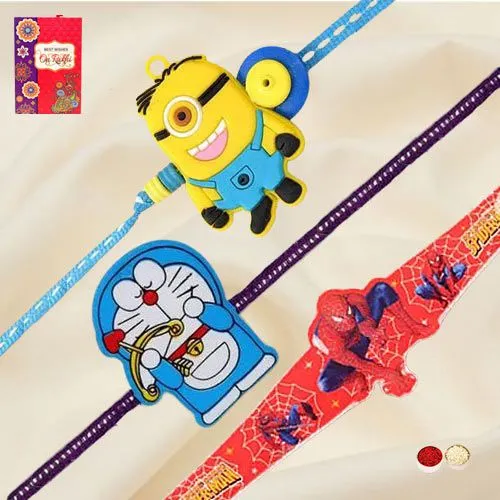 Attractive Doraemon, Spiderman n Minion Rakhi