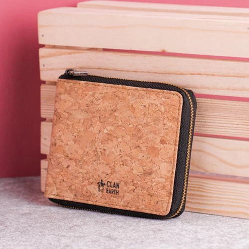 Suave Eco Friendly Kiwi Cork Zip Wallet