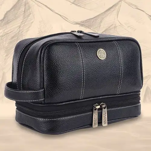 Sleek Leather Toiletry Bag