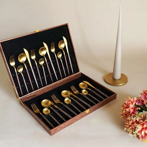 24 piece Coffee Gold Cutlery Pack