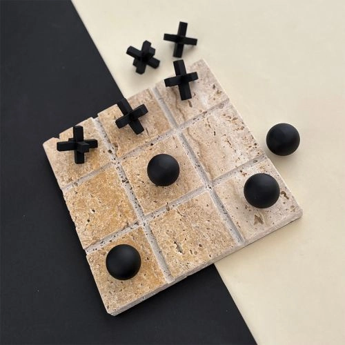 Luxe Traventino Tic Tac Board Game