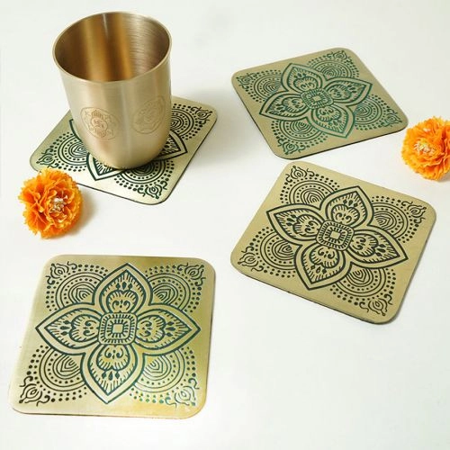Classic Kansa Brass Coaster Set