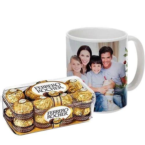 Exquisite Personalized Coffee Mug with Ferrero Rocher Chocolate Box