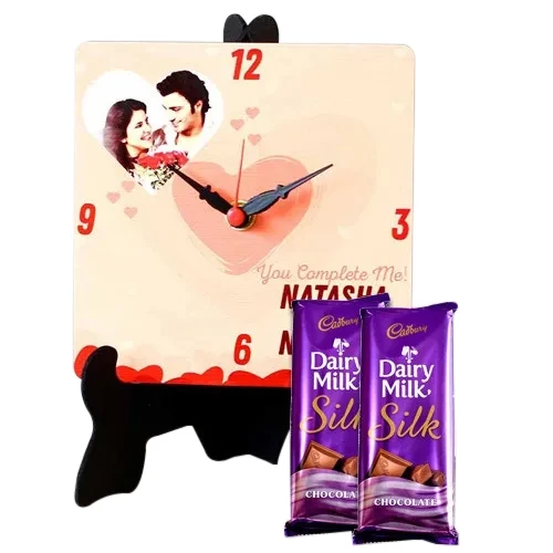 Elegant Personalized Photo Clock with Cadbury Dairy Milk Silk