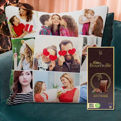 Deliver Personalized Cushion with a Cadbury Dark Milk Chocolate Bar