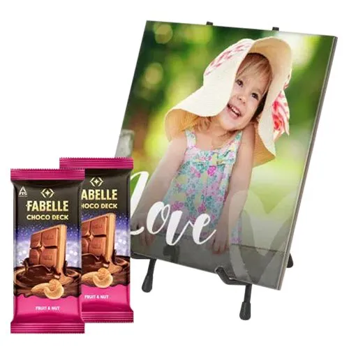 Lovely Personalized Photo Tile with ITC Fabelle Fruit n Nut Chocolates