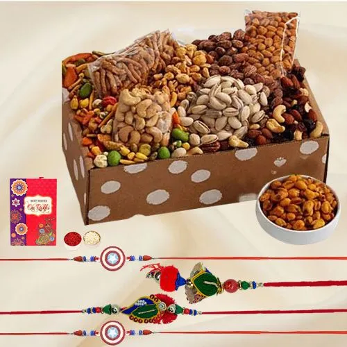 Exclusive Family Rakhi Set with Dried Fruits n Gourmet Gift Box