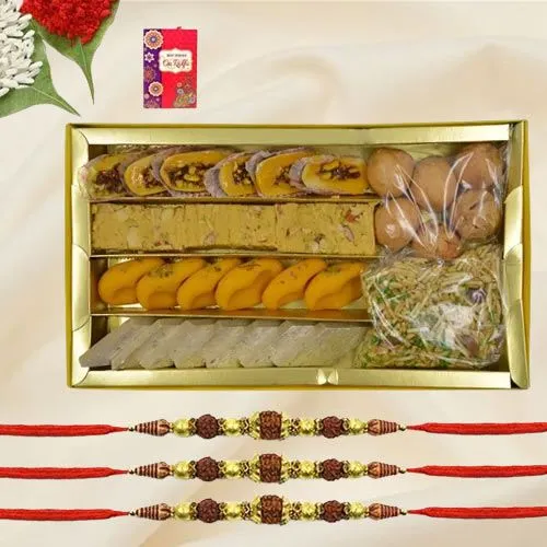 Rudraksha Rakhi n Sweets Medley