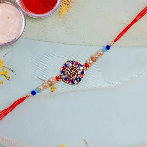 Gorgeous Kundan Swastik Rakhi