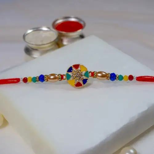 Stylish Kundan N Beads Rakhi