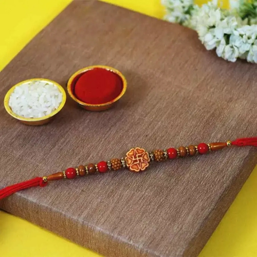 Wonderful Swastik N Beads Rakhi