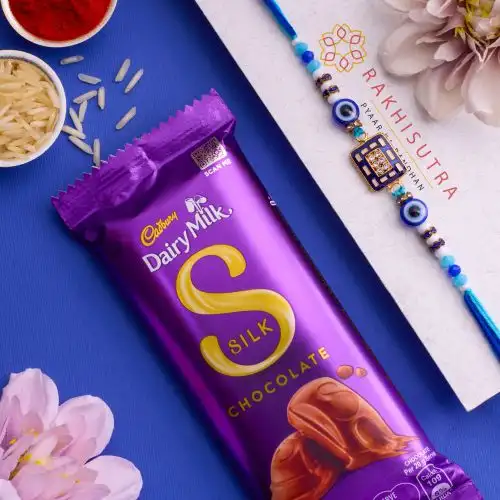 Premium Evil Eye Rakhi N Cadbury Silk Indulgence