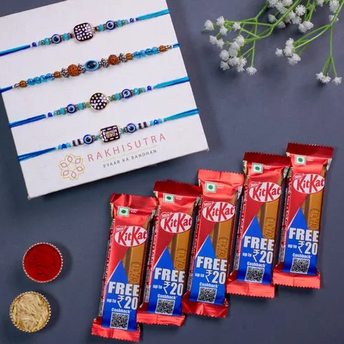 Designer Evil Eye Rakhi Set N KitKat Combo