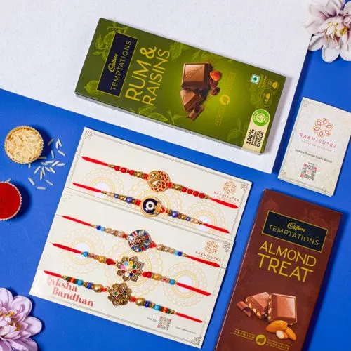 Impressive Rakhi Set N Cadbury Temptations Combo