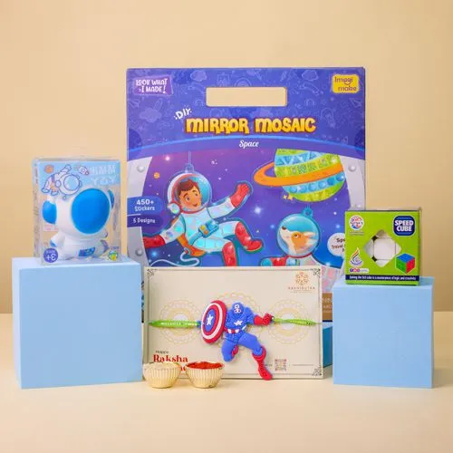 Trendy Captain America Rakhi N Kids Games Combo
