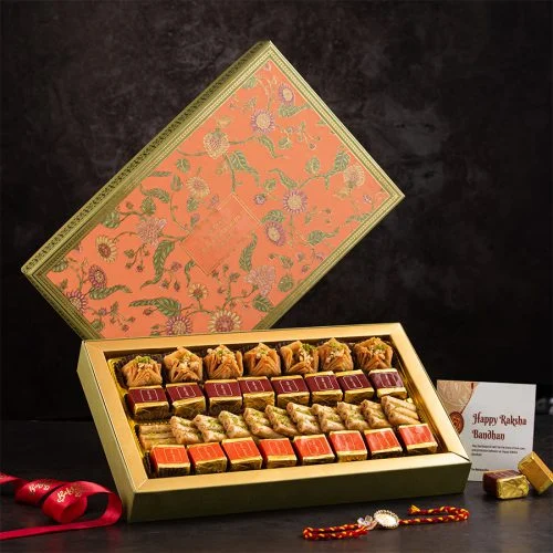 Opulent Rakhi  N  Sweets Gift Box
