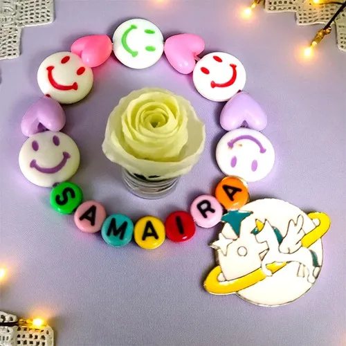 Enchanting Unicorn n Smiley Beads Rakhi