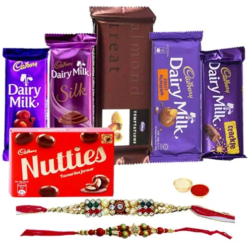 Cadbury Diary Milk Silk, Cadbury Diary Milk Roast Almonds, Cadbury Diary Milk Fruits & Nuts, Cadbury Diary Milk Crackle, Cadbury Temptation with Rakhi.