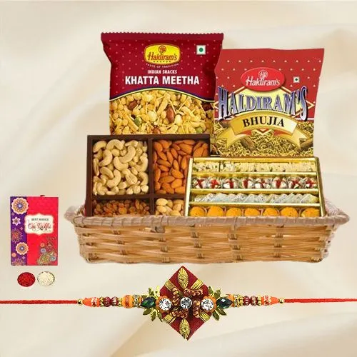 Appealing Rakhi Delicacies in a Basket